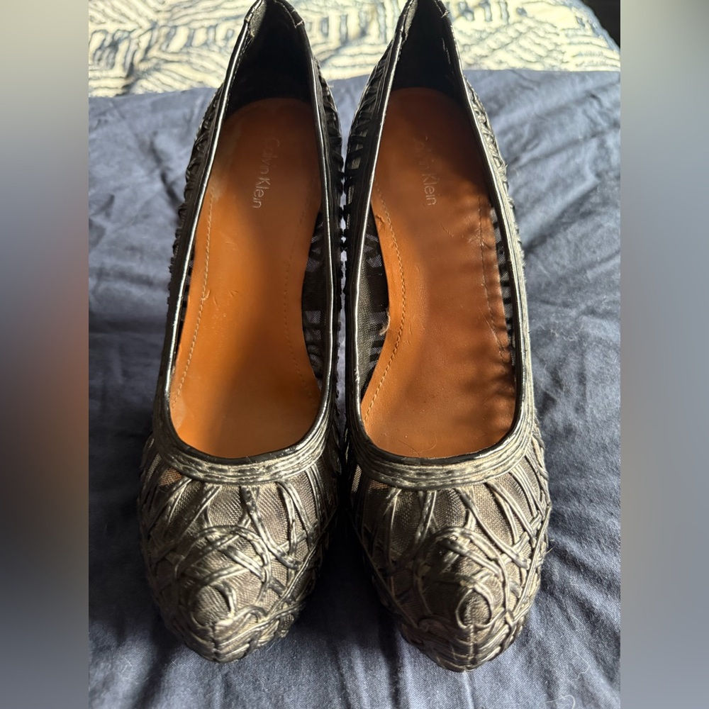 Calvin Klein Elizabeth Black / Mesh Platform Pump Heels